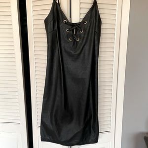 Black Faux Leather Mini Dress